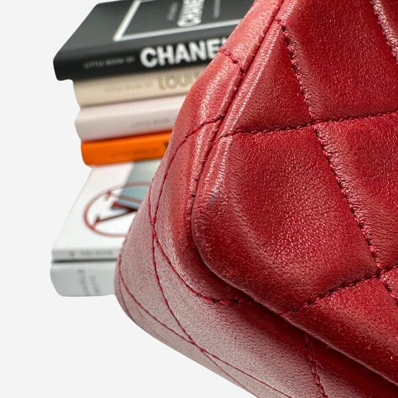 Vintage Red Chanel Lambskin Leather Small Single Flap with 24k gold-plated HW - Picture 11 of 15